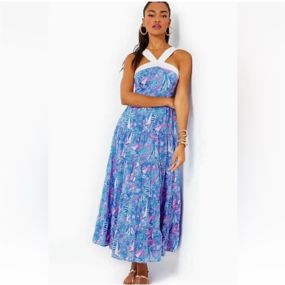 Lilly Pulitzer Blue Jenette Cotton Halter